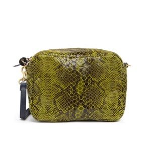 Clare V. Midi Sac Green Snake Embossed Bag NWT